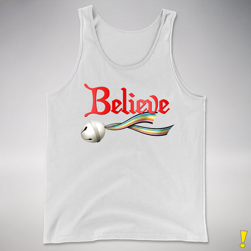 Believe Queer Pride Flag Jingle Bell Premium Tank Top - White